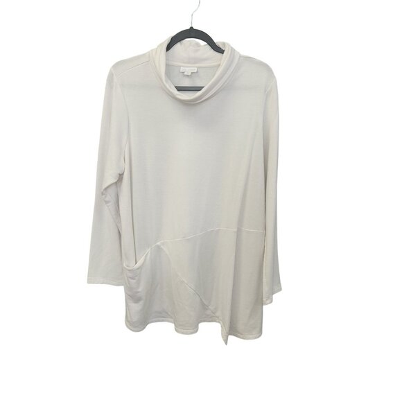 Pure Jill Womens Luxe Tencel Tunic 1X Long Sleeve Cowl Neck Light Cream Top 2435 - Picture 1 of 8